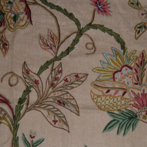 Crewel Fabric Flora Light Brown Jute