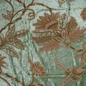 Crewel Fabric Flora Light Green Cotton Viscose Velvet