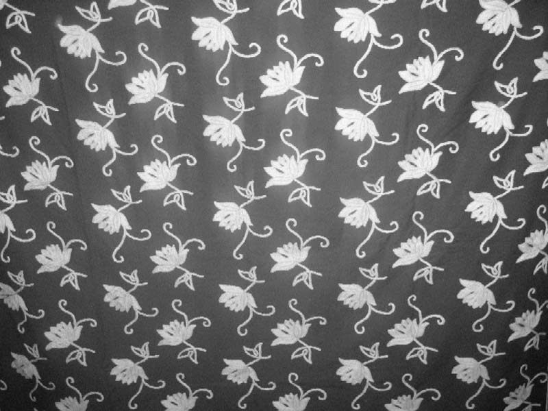Crewel Fabric Flower Black Grapes Cotton