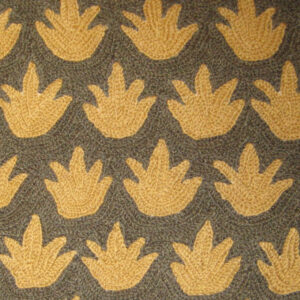 Crewel Fabric Flower Pots Yellow on Brown Cotton Velvet
