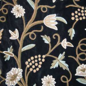 Crewel Fabric Grapes Black Nocturn Cotton Velvet