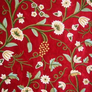 Crewel Fabric Grapes Exotic Red Cotton