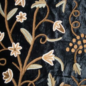 Crewel Fabric Grapes Mint Black Cotton Viscose Velvet