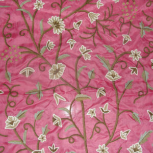 Crewel Fabric Grapes Queen Pink Silk Organza