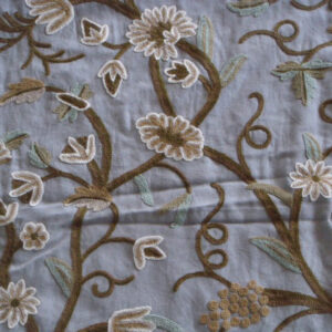 Crewel Fabric Grapes Sky Blue Cotton Duck