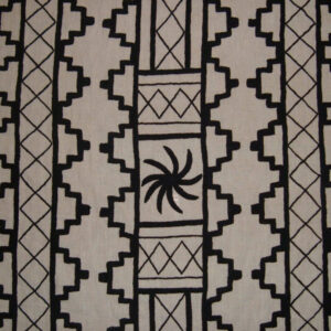 Crewel Fabric Juggernaut Black on Vanilla Linen
