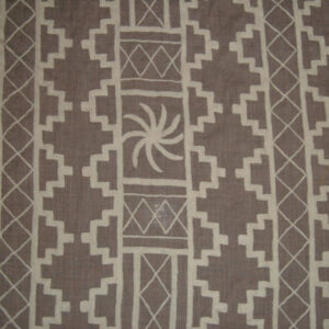 Crewel Fabric Juggernaut White on Nutmeg Linen
