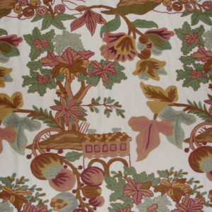 Crewel Fabric Kosher Garden Beige Cotton Duck