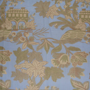 Crewel Fabric Kosher Garden Light Blue Cotton Duck