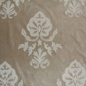 Crewel Fabric Konark White on Grey Cotton Velvet