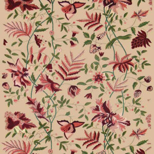 Crewel Fabric Lolita Pink Cotton Velvet