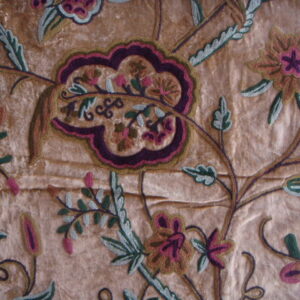 Crewel Fabric Lotus Classic Choco Brown Cotton Velvet