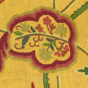 Crewel Fabric Lotus Classic Orange Dyed Jute