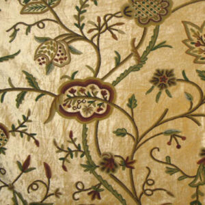 Crewel Fabric Lotus Peruvian Gold Cotton Viscose Velvet