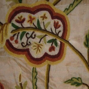 Crewel Fabric Lotus Troy Silk Organza
