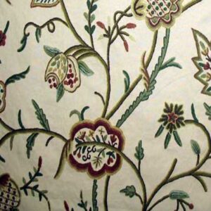 Crewel Fabric Lotus Tune Classic White Silk Organza