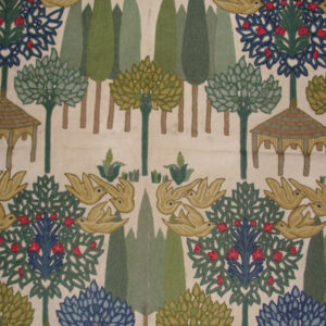 Crewel Fabric Moghul Garden Blues on Sweet Pine Cotton Duck