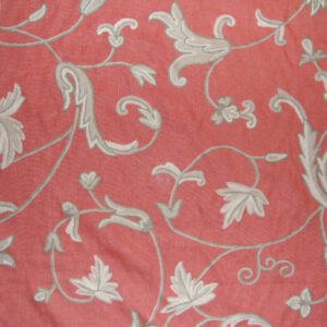 Crewel Fabric Orpheus Bright Coral Linen