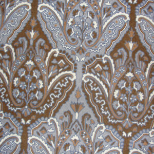 Crewel Fabric Paisley Tapestry  Brown with Blissful Blue Cotton