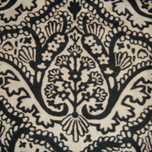 Crewel Fabric Paisley Tapestry Black and White Cotton Duck