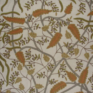 Crewel Fabric Pine Grove Browns on Beige Cotton Duck