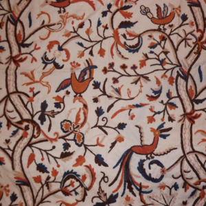 Crewel Fabric Roosters and Hens Natural Off White Natural Cotton