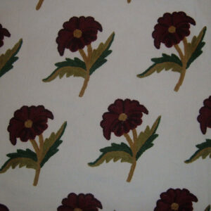 Crewel Fabric Roses White Cotton Duck