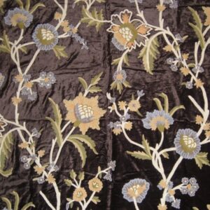 Crewel Fabric Shalimar Mint Black Cotton Viscose Velvet