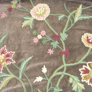 Crewel Fabric Shalimar Deep Brown Cotton Velvet