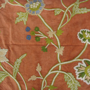 Crewel Fabric Shalimar Mandarin Orange Cotton Velvet