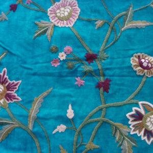 Crewel Fabric Shalimar Ocean Blue Cotton Velvet