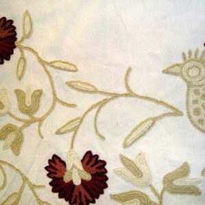 Crewel Fabric Snowbird Off White Cotton