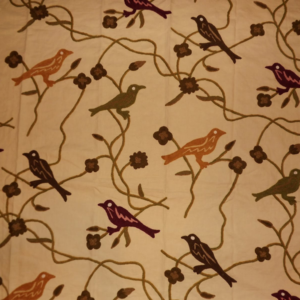 Crewel Fabric Sparrows Galore Light Canada Green Cotton Duck