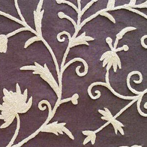 Crewel Fabric Tech Cream on Grapes Black  Cotton Duck