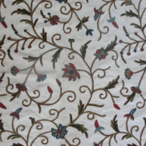 Crewel Fabric Tech Multicolor on Off White Cotton Duck