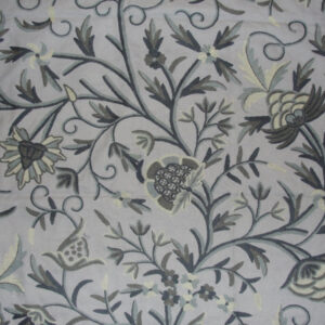 Crewel Fabric Tree of Life Sage Blue Cotton Duck
