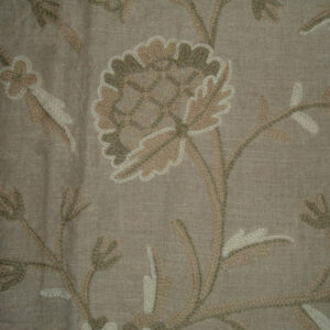 Crewel Fabric Tree of Life Natural Brown Club Linen