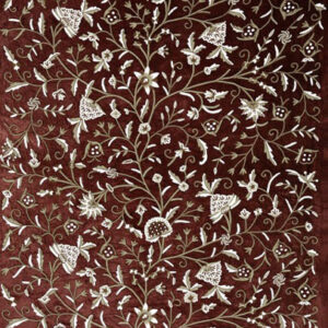 Crewel Fabric Tree of Life Vermilion Silk Organza