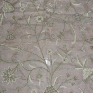 Crewel Fabric Tree of Life Neutrals on Classic White Silk Organza