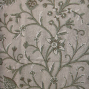 Crewel Fabric Tree of Life Neutrals on Natural Brown Club Linen
