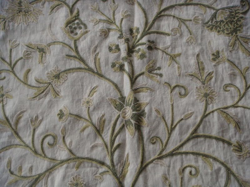 Crewel Fabric Tree of Life Neutrals on Jasmine Linen