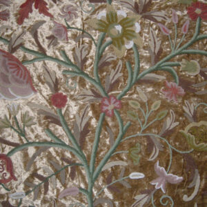 Crewel Fabric Tree of Life Golden Olive Cotton Viscose Velvet