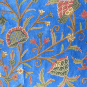 Crewel Fabric Tree of Life Royal Blue Cotton velvet