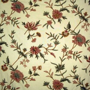 Crewel Fabric Warsi Off White Cotton