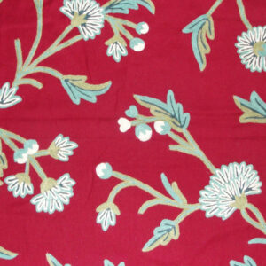 Crewel Fabric Winter Time Bright Red Cotton Duck