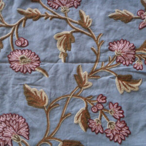 Crewel Fabric Winter Time Blissful Blue Cotton Duck