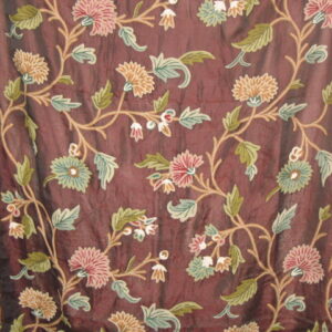 Crewel Fabric Winter Time Vermilion Silk Organza