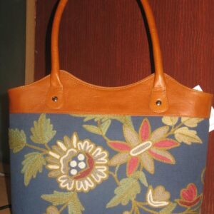 Crewel Handbag Alagposh Royal Blue Cotton