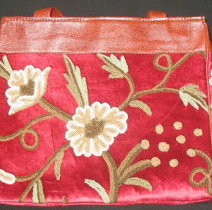 Crewel Grapes Dreams Red Tote