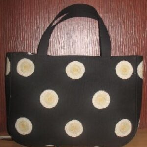Crewel Handbag Polka Play White on Black Cotton Duck